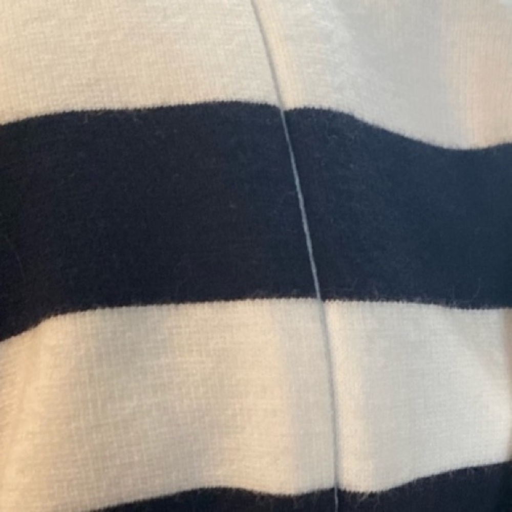 Talbots Navy Blue and White Striped Blouse - Picture 6 of 8